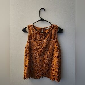 Orange Lace Sleeveless Top